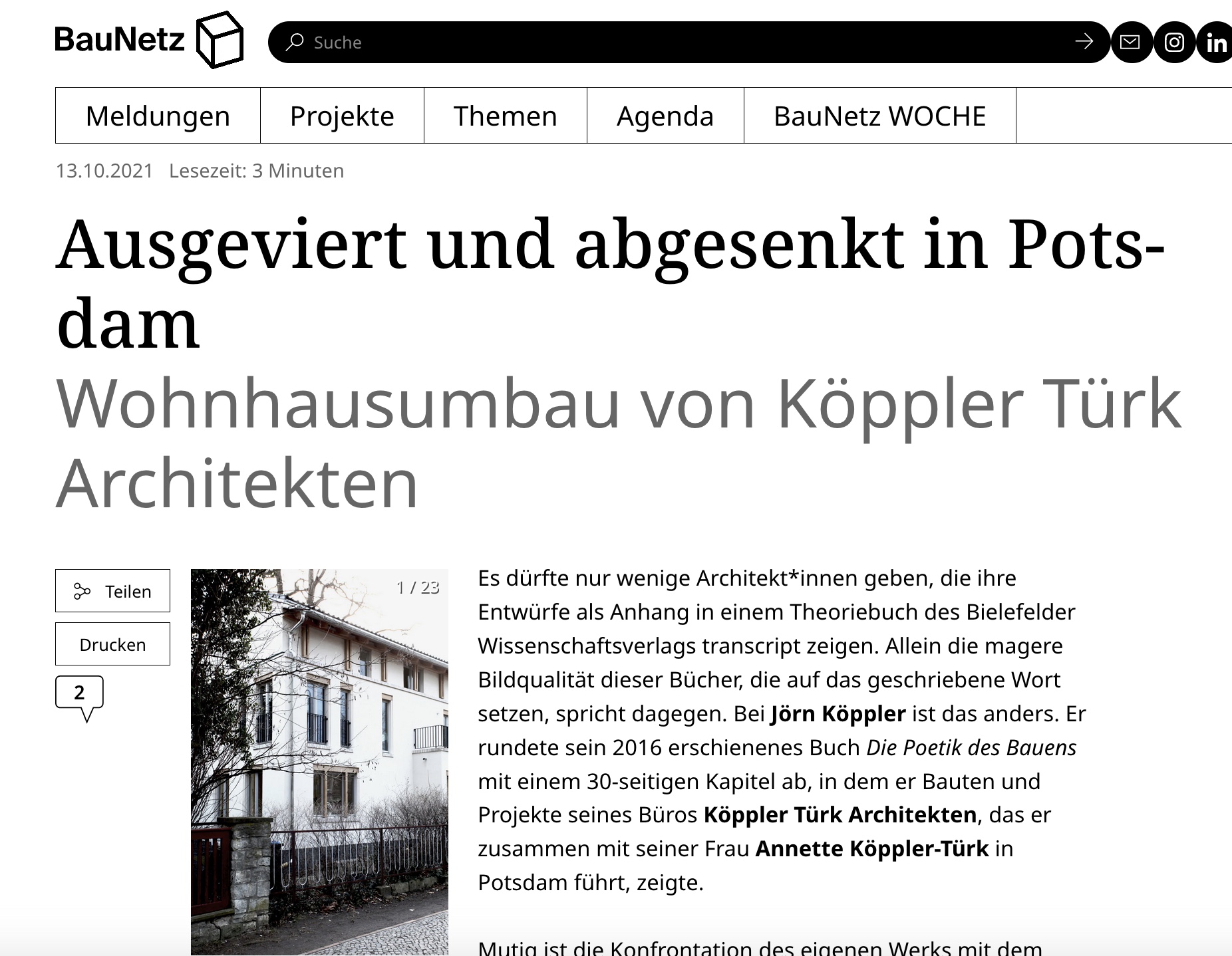 BauNetz – Wohnhausumbau von Köppler Türk Architekten